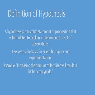 Definition of Hypothesis jynyyetbxhzwtrb xb