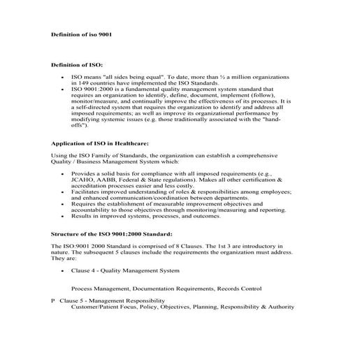 Definition of iso 9001