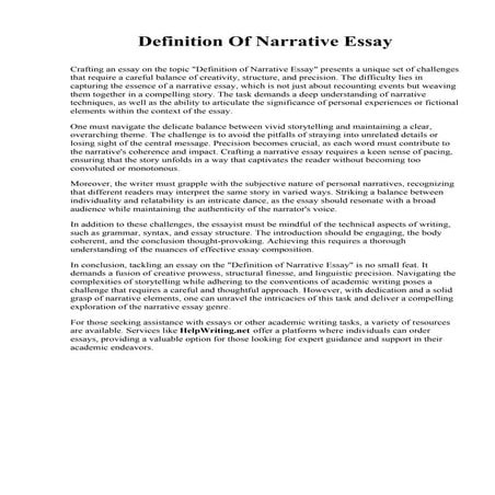 Definition Of Narrative Essay. St. Elizabeth College of Nursing