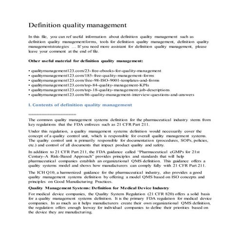 Definition quality management