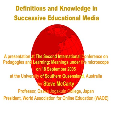 Definitions and Knowledge in Successive Educational Media