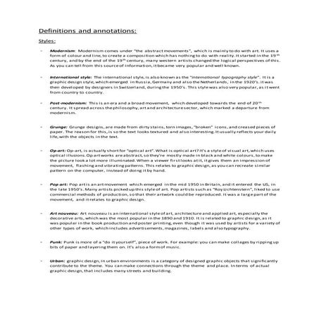 Definitions and annotations