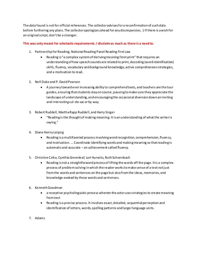 Definitions Of Reading