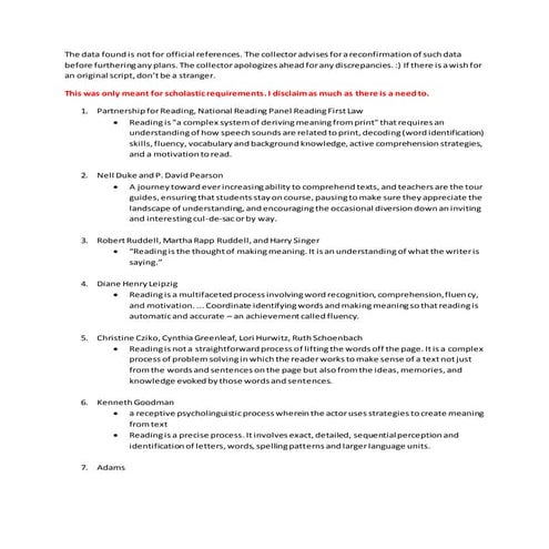 Definitions of Reading | DOCX