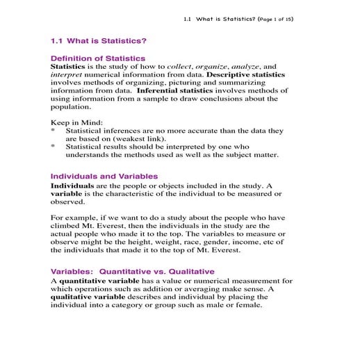 Definition statistics -unknown