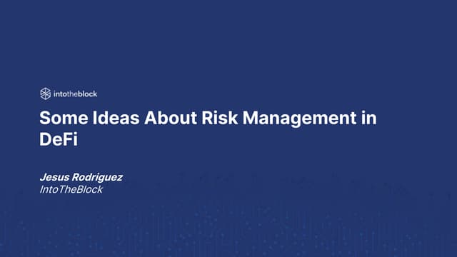 Some Ideas About Risk Management in DeFi