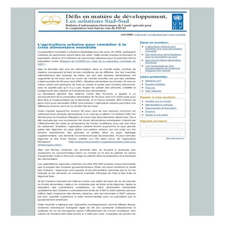 Defis en matiere de developpement, Les solutions Sud-Sud: Juin 2008 Defis en ...
