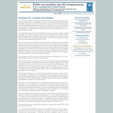 Defis en matiere de developpement, Les solutions Sud-Sud: Mars 2008