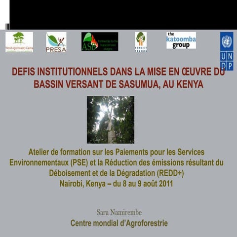 Defis institutionnels dans la mise en oeuvre du bassin versant de sasumua au kenya