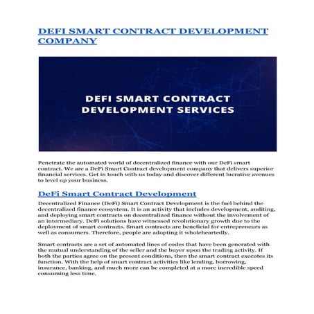 Defi smart contract development company