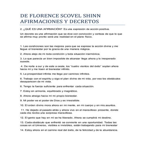 De florence scovel shinn afirmaciones y decretos