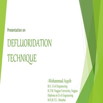 Defluoridation Techniques