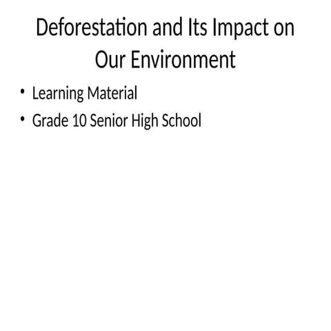 Seep effects of deforestation | PPT