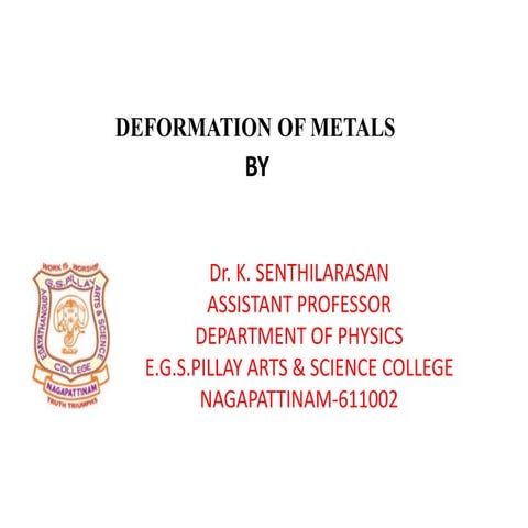 Deformation of metals