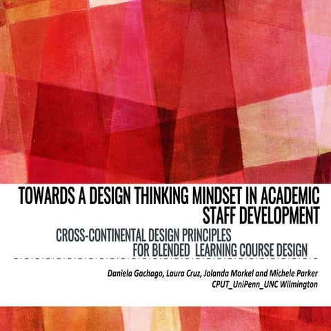 Towards a design thinking mindset in academic staff development  - cross cont...