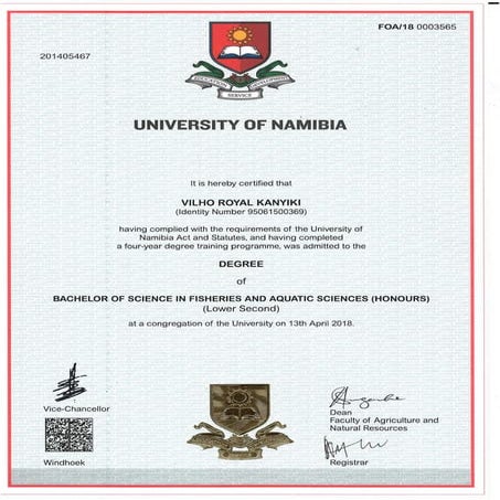 Hons Degree for VR Kanyiki