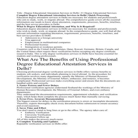 Degree Educational Attestation Services in Delhi | #1 Degree ...