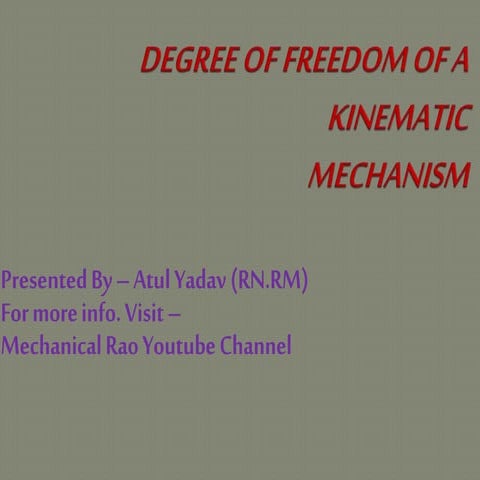 Degree of freedom of a Kinematic Mechanism 