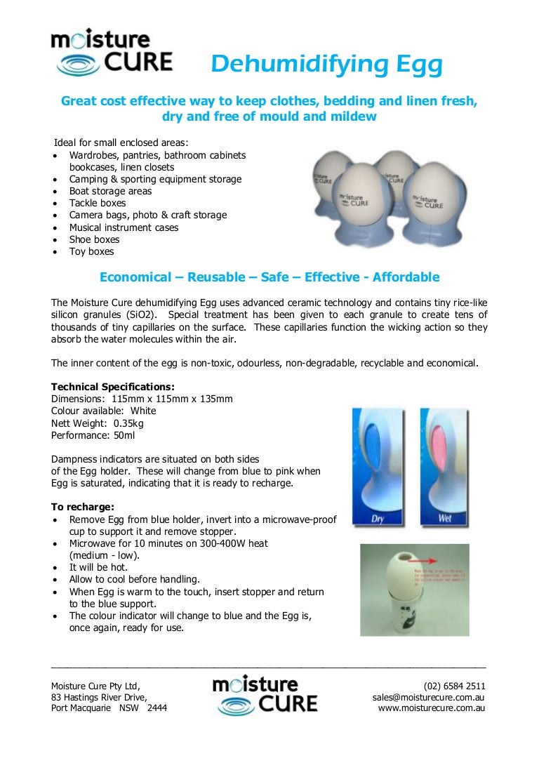 Dehumidifying egg instruction sheet