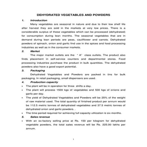 Dehydrated vegetables and powders[1]