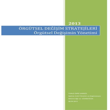 Örgütsel Değişim Yönetimi