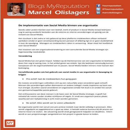 De implementatie van Social Media binnen uw organisatie