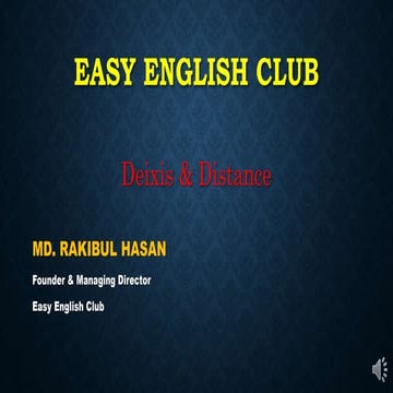 Deixis & Distance in Bangladesh Context 