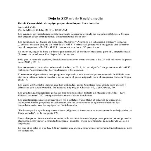 Deja la sep morir enciclomedia