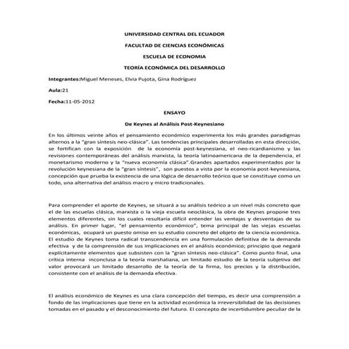 De keynes al postkeynesianismo elvia pujota