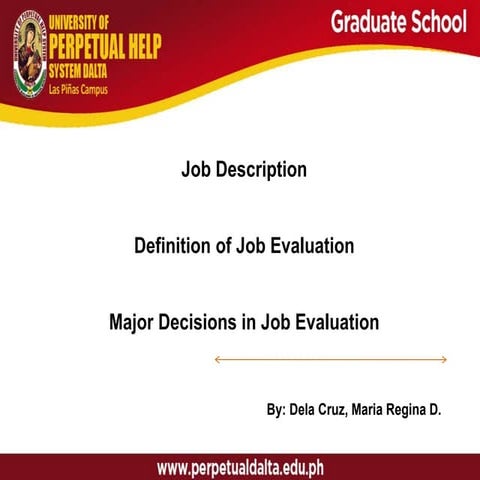 job description and evaluation report HR