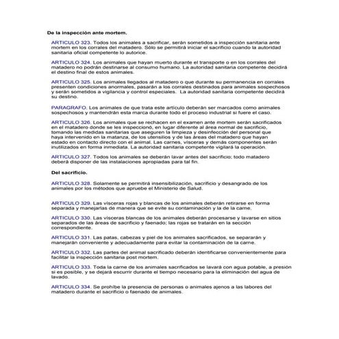 De la inspección ante mortem | DOCX