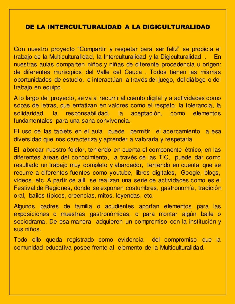 De La Interculturalidad A La Digiculturalidad