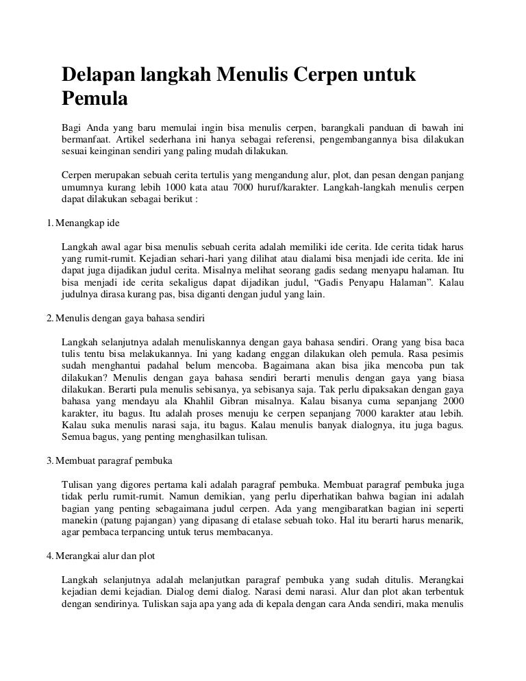 Langkah2 Menulis Cerpen - Lakaran