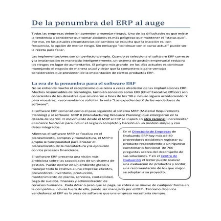 De la penumbra al auge del erp