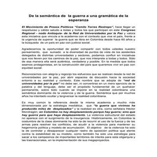 De la semántica de la guerra a una ...
