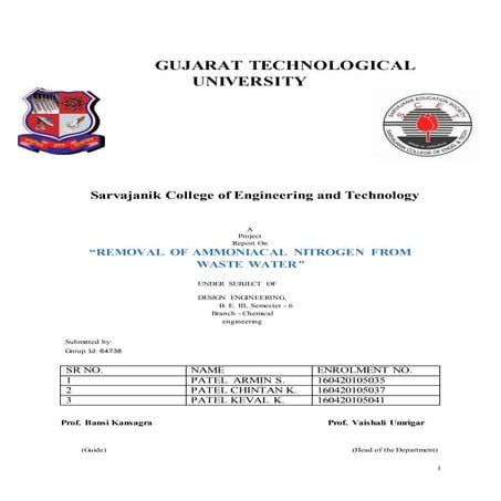 Design engineering report for gtu