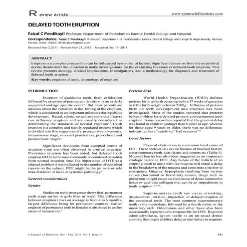 Delayed eruption | PDF