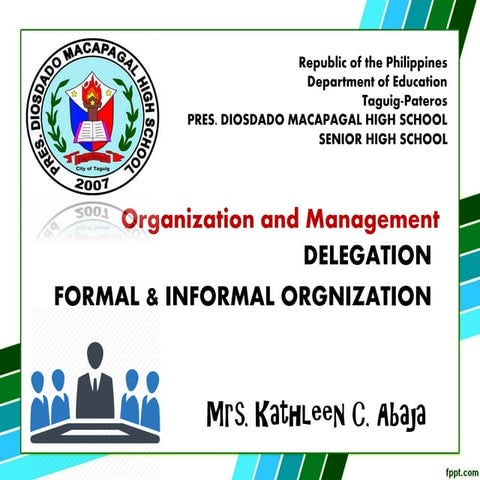 Delegation & Formal and Informal Organization
