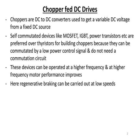 Chopper Fed DC Drives - DC to DC converters