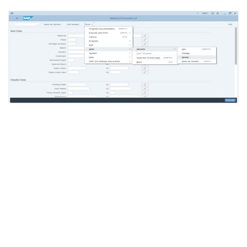 Delete variant in SAP Reporting