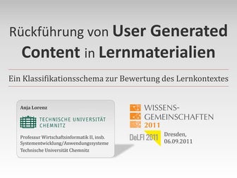 Rückführung von User Generated Content in Lernmaterialien: Ein Klassifikation...