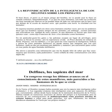 Reivindicación de la inteligencia de los delfines sobre los primates