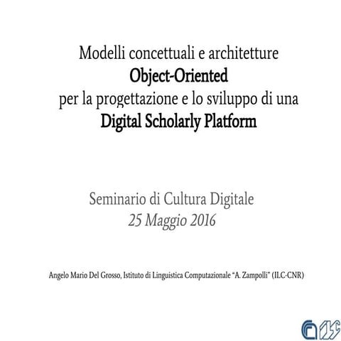 Modelli concettuali e architetture Object-Oriented per la progettazione e lo ...