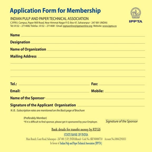 Application Form for becoming IPPTA Member | PDF