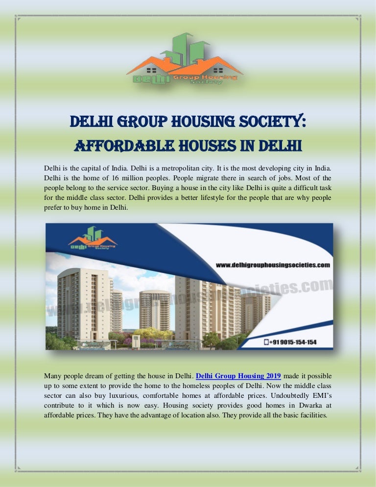 Delhi Group Housing Society Affordable Houses in Delhi