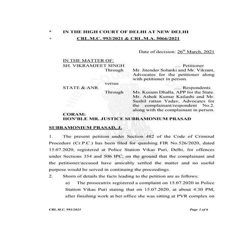 Delhi hc march 26 judgment