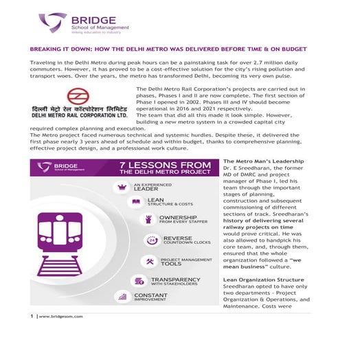 Delhi metro case study
