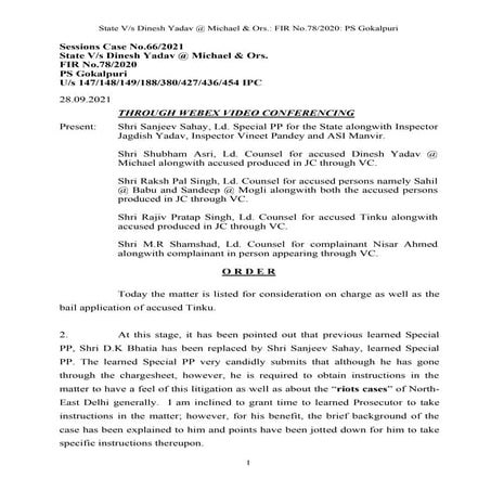 Delhi riots case order sept 28