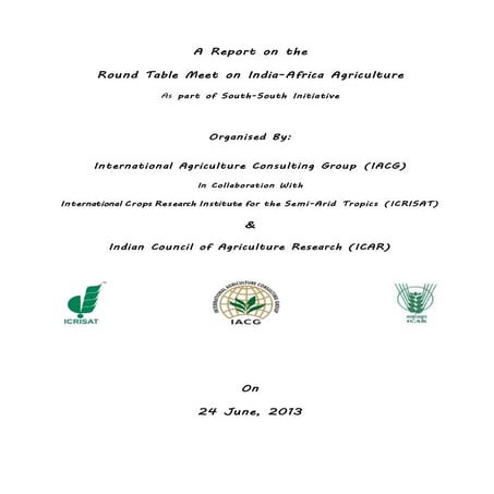 Deliberations of Round Table on India Africa Agriculture