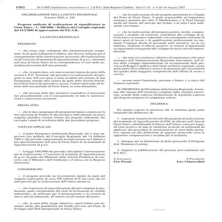 Parere positivo regionale sulla costruzione del rigassificatore di San Ferdinando